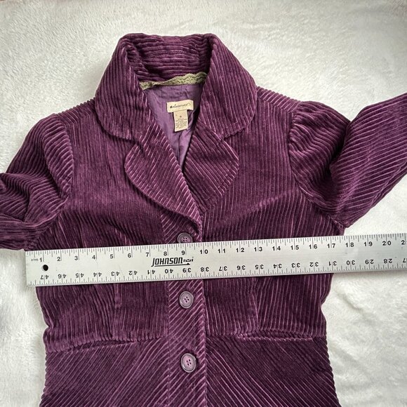Anthropologie Elevenses Womens Purple Corduroy Cropped Blazer Jacket Size 6 - Picture 6 of 9